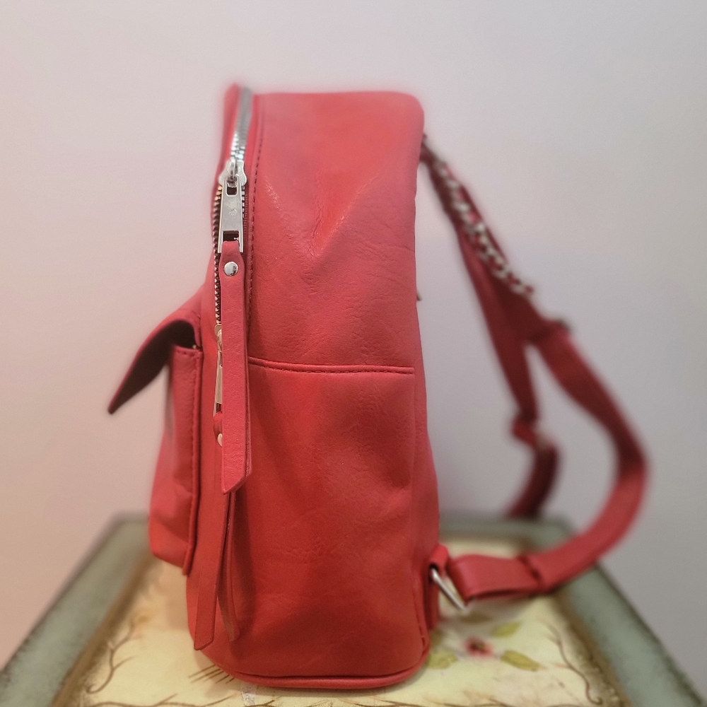 Sam and Hadley Red Vegan Leather Mini Backpack - Picture 2 of 8